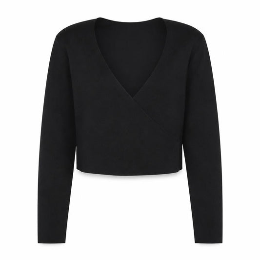 Stradivarius Women's Black Wrap Knitted Jumper Size S