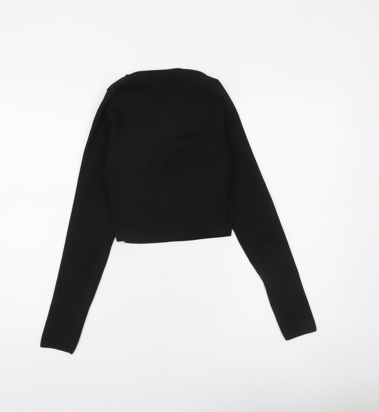 Stradivarius Women's Black Wrap Knitted Jumper Size S