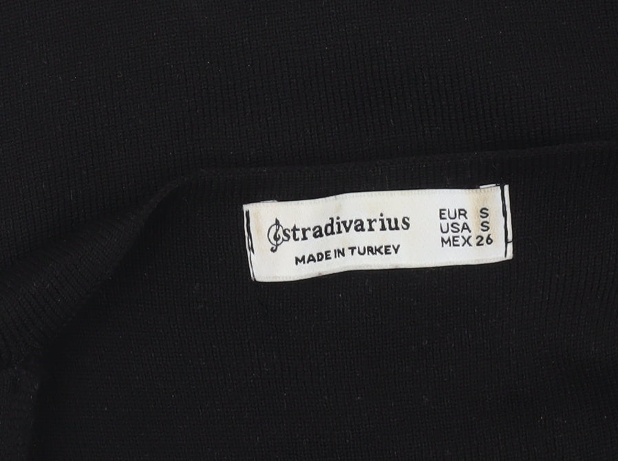 Stradivarius Women's Black Wrap Knitted Jumper Size S