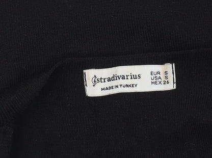 Stradivarius Women's Black Wrap Knitted Jumper Size S
