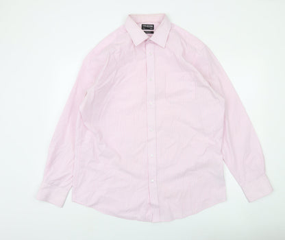 Debenhams The Collection Men's Pink Classic Fit Striped Long Sleeve Dress Shirt 42cm
