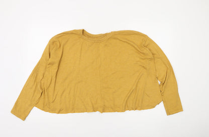 Bershka Women’s Yellow Long Sleeve Relaxed Fit Quote T-Shirt Size L