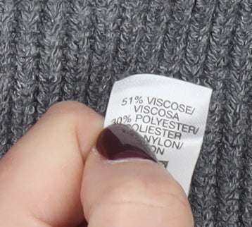 Dunnes Stores Women’s Grey Striped High Neck Half Zip Knit Jumper Size S