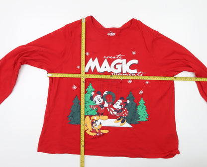 Primark Women’s Red Mickey & Friends Christmas 2XL Long Sleeve Pyjama Top