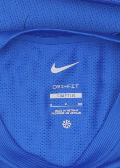 Nike Men's Blue Slim Fit Dri-FIT T-Shirt Size S Activewear Top