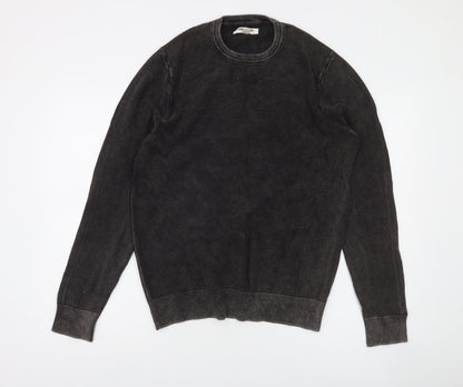 Goodthreads Men's Black Cotton Knit Crew Neck Pullover Sweatshirt M
