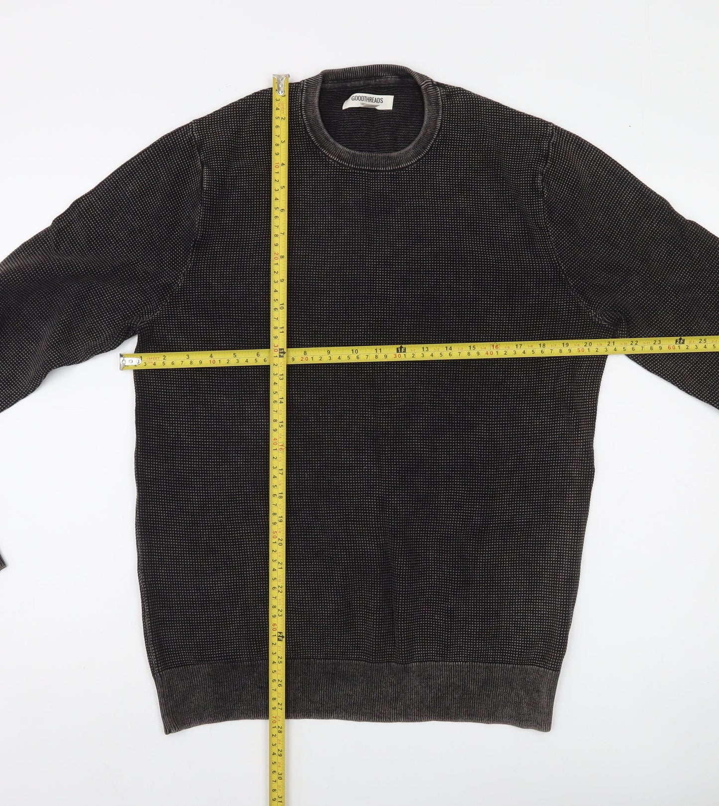 Goodthreads Men's Black Cotton Knit Crew Neck Pullover Sweatshirt M