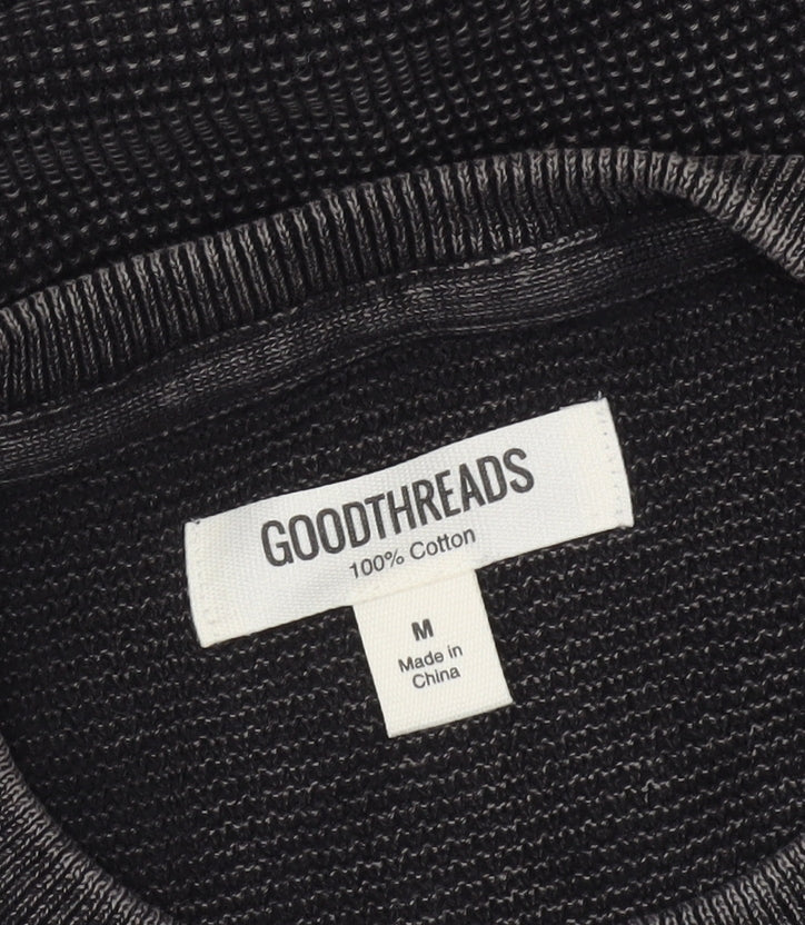 Goodthreads Men's Black Cotton Knit Crew Neck Pullover Sweatshirt M