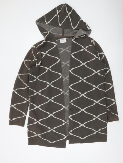 Vero Moda Women Grey Geometric Hooded Cardigan Size M