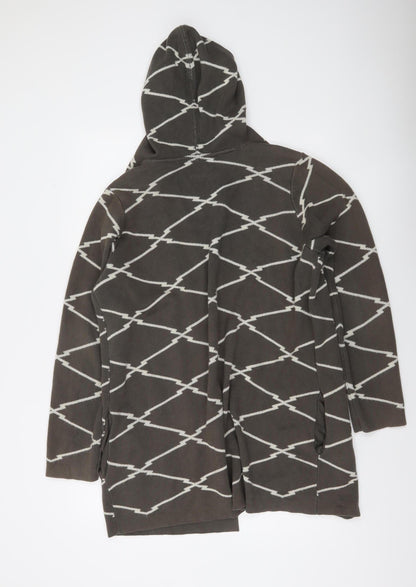 Vero Moda Women Grey Geometric Hooded Cardigan Size M