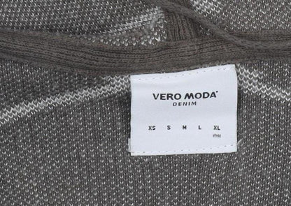 Vero Moda Women Grey Geometric Hooded Cardigan Size M