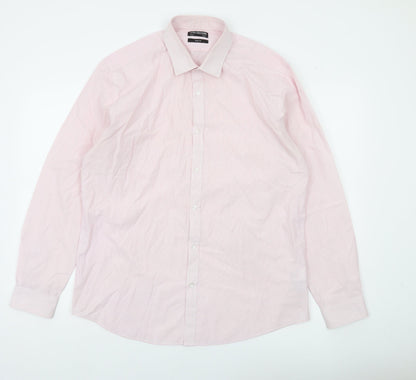 Debenhams Men's Pink Slim Fit Long Sleeve Striped Shirt 16.5in