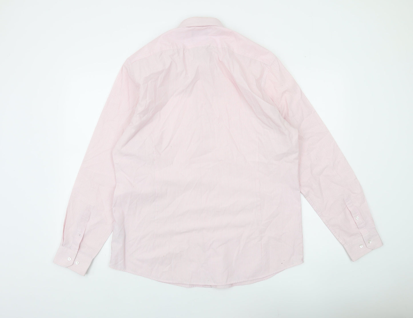 Debenhams Men's Pink Slim Fit Long Sleeve Striped Shirt 16.5in
