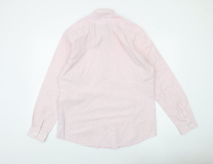 Debenhams Men's Pink Slim Fit Long Sleeve Striped Shirt 16.5in