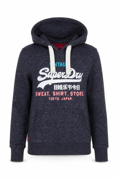 Womens UK Size 2XS Superdry Blue Pullover Hoodie