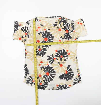 Marks and Spencer Per Una Women's Multicoloured Floral Linen Blend T-Shirt Size 8