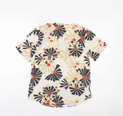 Marks and Spencer Per Una Women's Multicoloured Floral Linen Blend T-Shirt Size 8