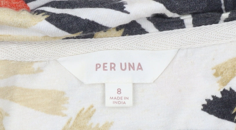 Marks and Spencer Per Una Women's Multicoloured Floral Linen Blend T-Shirt Size 8