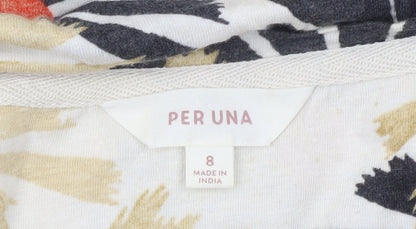 Marks and Spencer Per Una Women's Multicoloured Floral Linen Blend T-Shirt Size 8