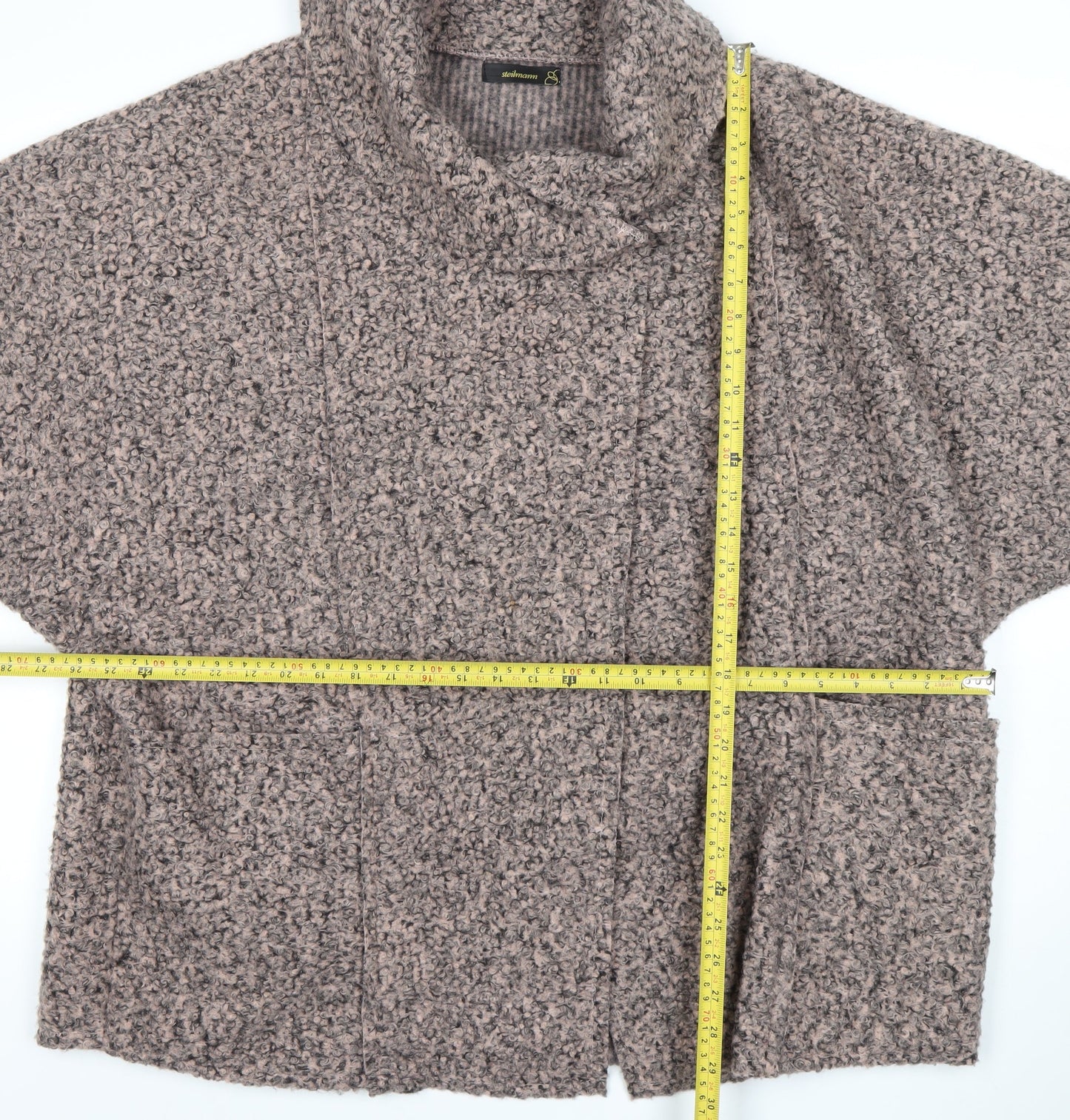 Steilmann Women’s Beige Knit Cape Coatigan Relaxed Fit Mid-Length Jacket Size M