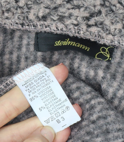 Steilmann Women’s Beige Knit Cape Coatigan Relaxed Fit Mid-Length Jacket Size M