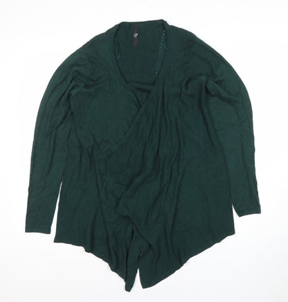 Evans Women's Green Wrap Knit Cardigan Size 14 Viscose Nylon Long Sleeve