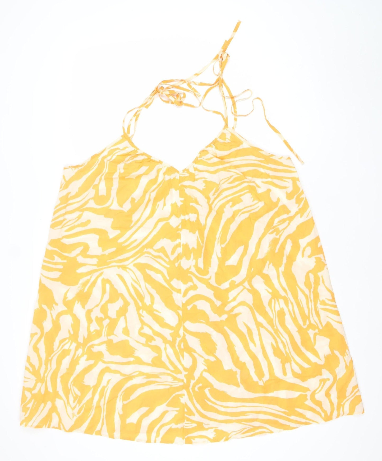 H&M Women’s Yellow Animal Print Viscose Slip Dress Size 12 Summer
