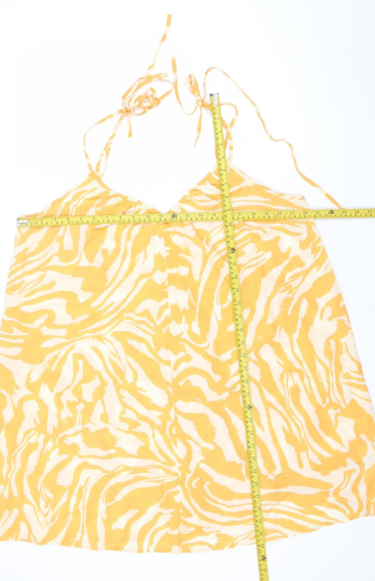 H&M Women’s Yellow Animal Print Viscose Slip Dress Size 12 Summer