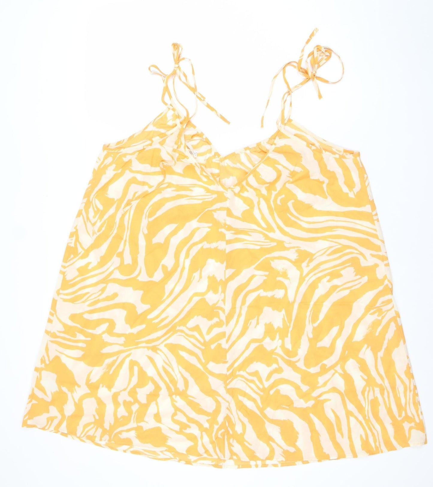 H&M Women’s Yellow Animal Print Viscose Slip Dress Size 12 Summer