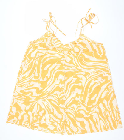H&M Women’s Yellow Animal Print Viscose Slip Dress Size 12 Summer