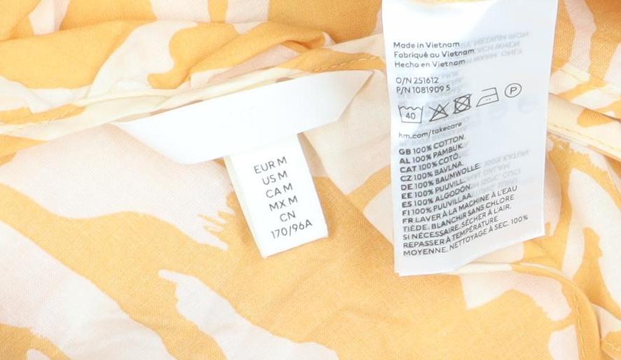 H&M Women’s Yellow Animal Print Viscose Slip Dress Size 12 Summer