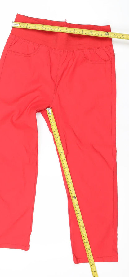 Freequent Womens Red Cropped Slim Jeans Size S Elastic Waist