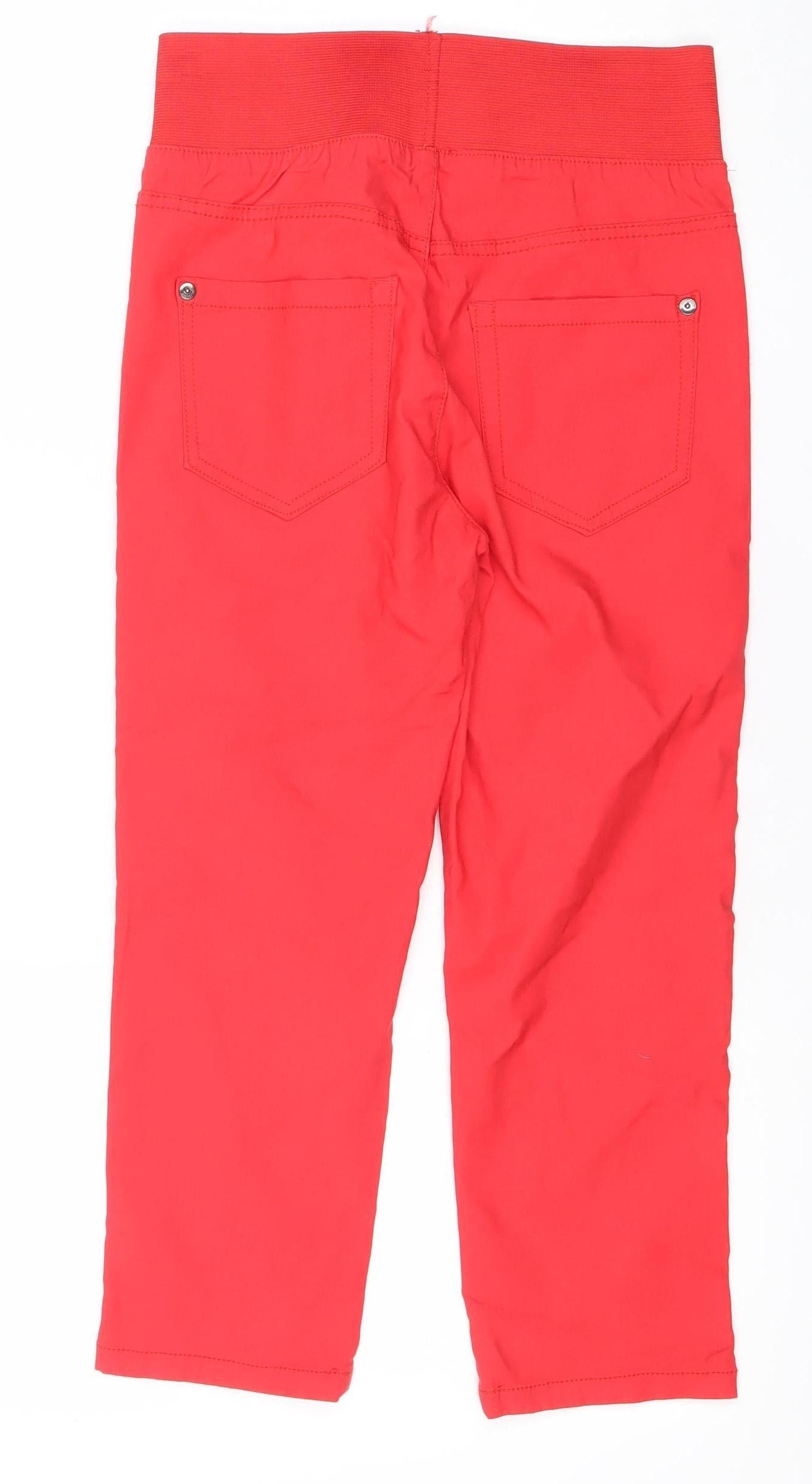 Freequent Womens Red Cropped Slim Jeans Size S Elastic Waist