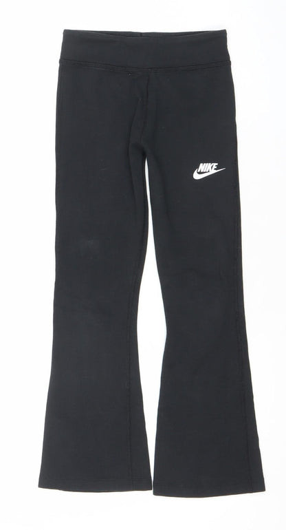 Nike Girls Black Ankle Leggings S Slim Fit Activewear Stretch Trousers