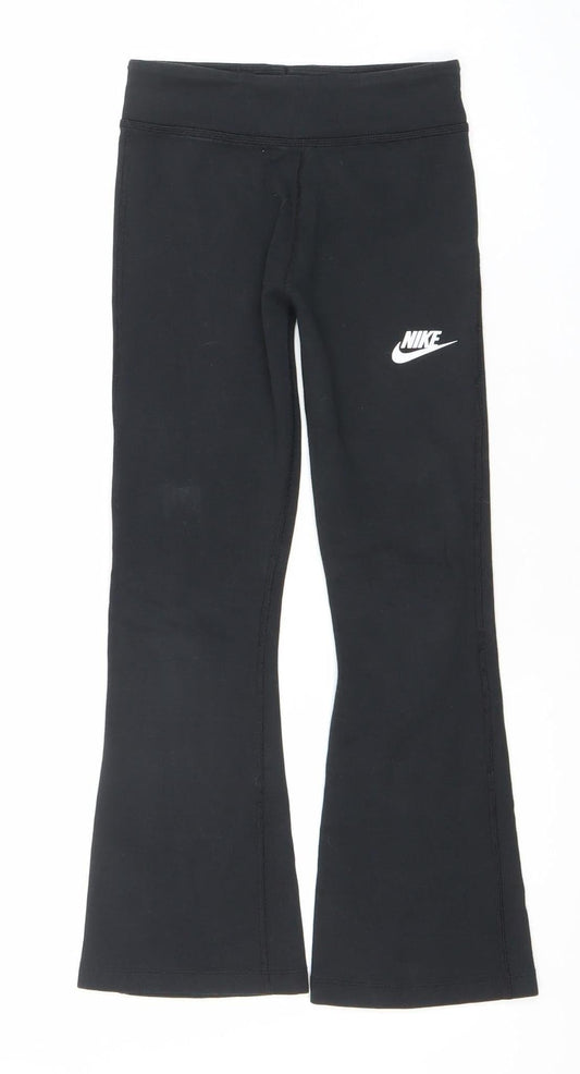 Nike Girls Black Ankle Leggings S Slim Fit Activewear Stretch Trousers