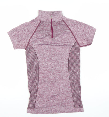 Crane Women’s Purple Short Sleeve 1/4 Zip Athletic T-Shirt Size S