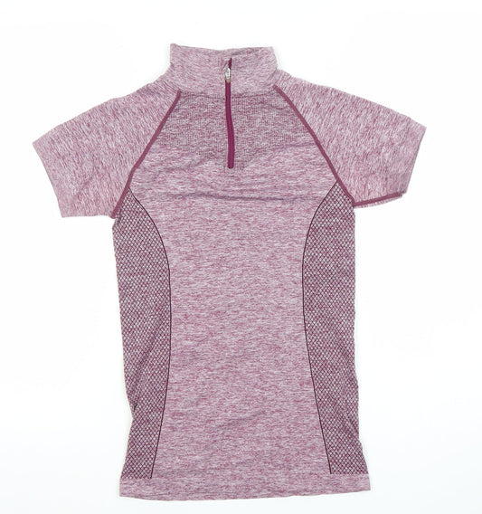 Crane Women’s Purple Short Sleeve 1/4 Zip Athletic T-Shirt Size S