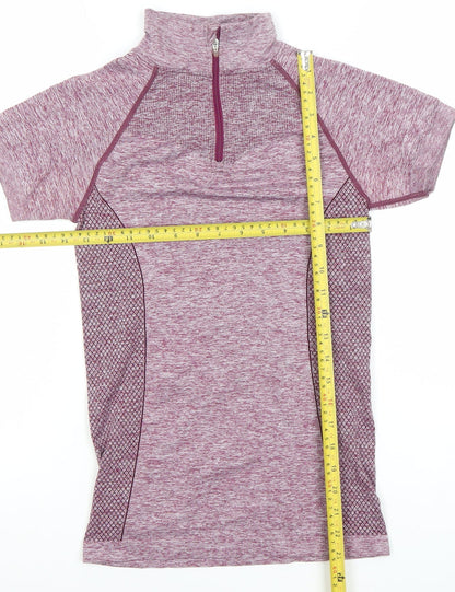 Crane Women’s Purple Short Sleeve 1/4 Zip Athletic T-Shirt Size S