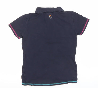 Decathlon Boys Black Polo Shirt 12 Years Button-Down Cotton Logo Top