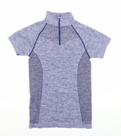 Crane Women's Blue Short Sleeve 1/4 Zip Athletic T-Shirt S