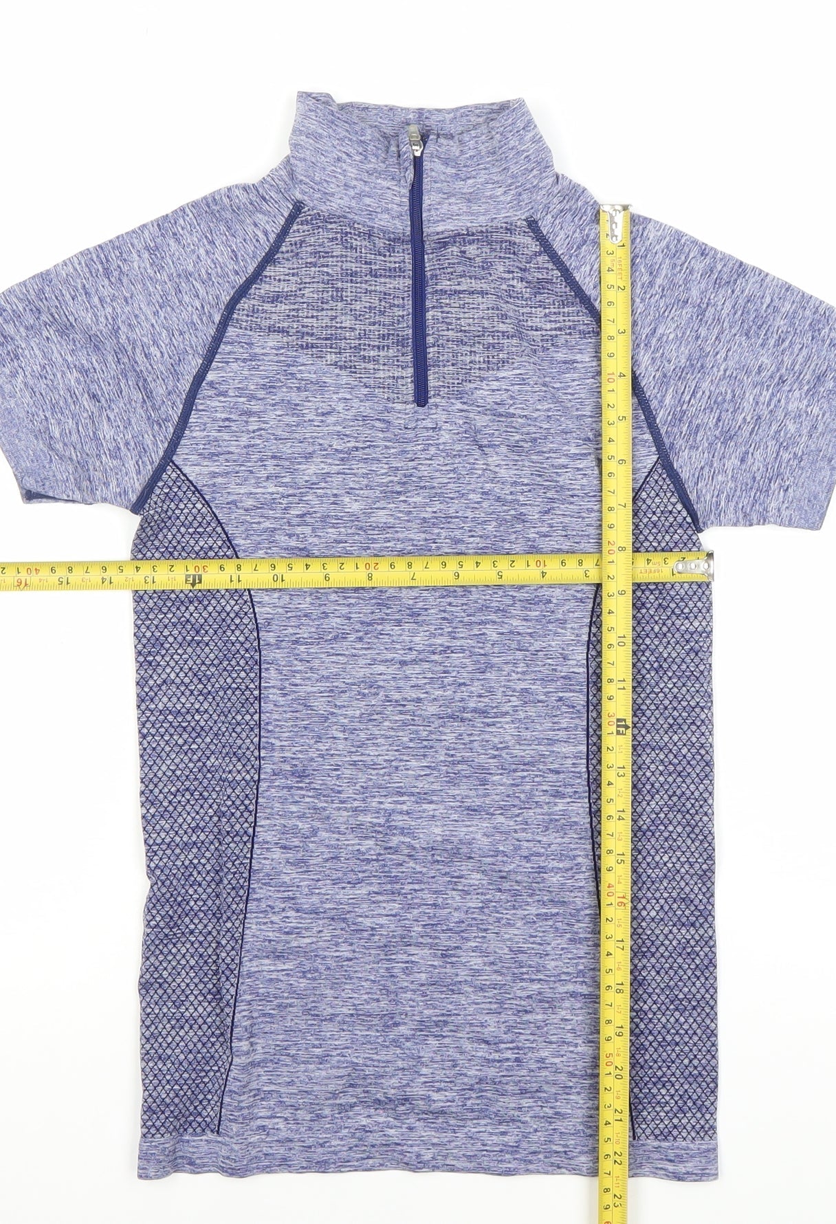 Crane Women's Blue Short Sleeve 1/4 Zip Athletic T-Shirt S
