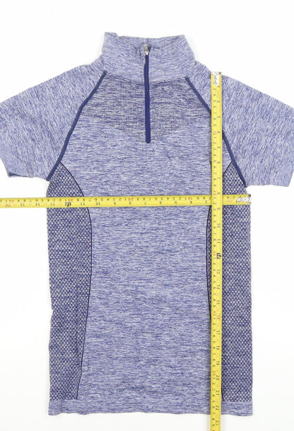 Crane Women's Blue Short Sleeve 1/4 Zip Athletic T-Shirt S