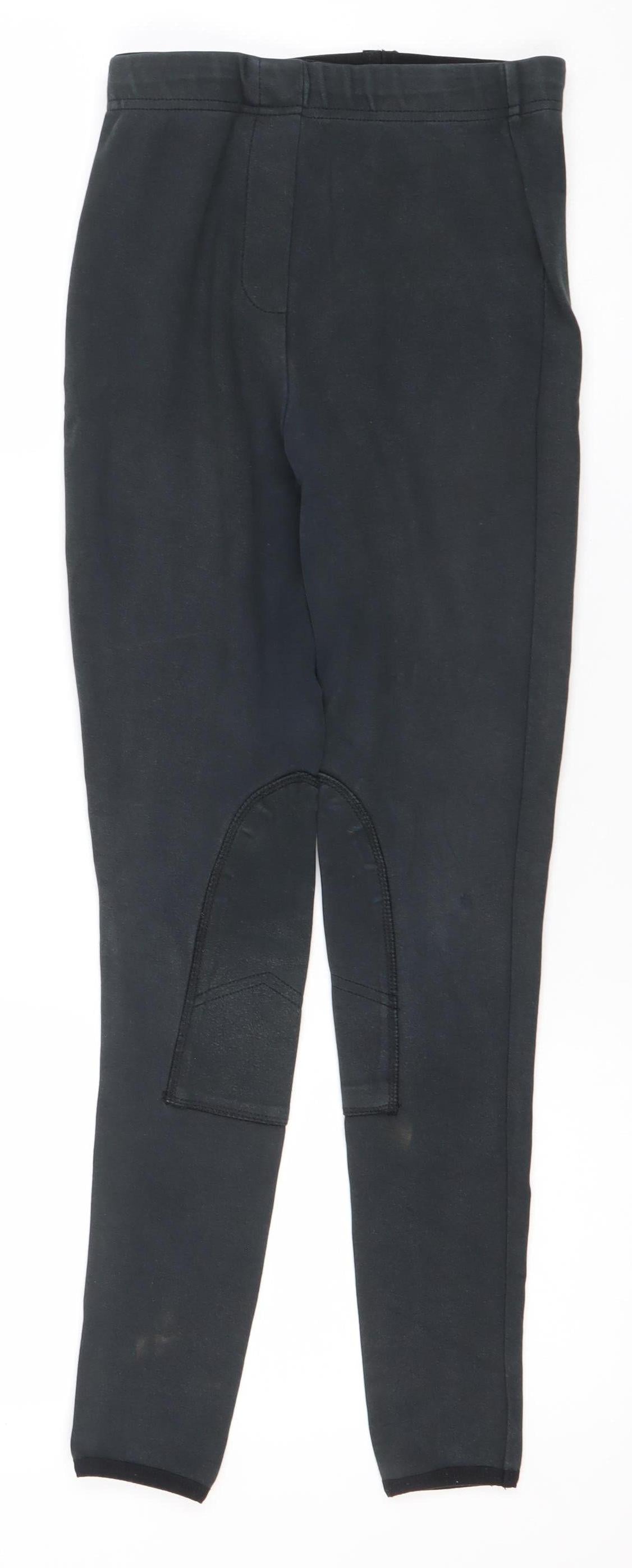 Equestrian Girls Black Stretch Equestrian Riding Trousers Size 24in 152cm Cotton Blend