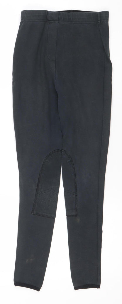 Equestrian Girls Black Stretch Equestrian Riding Trousers Size 24in 152cm Cotton Blend