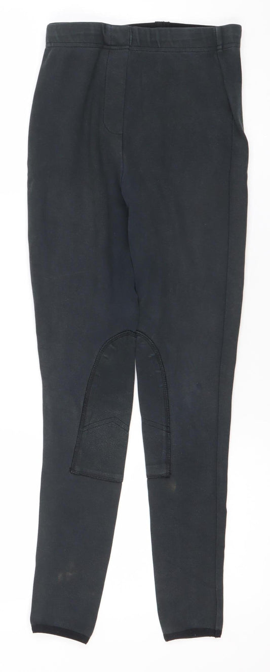 Equestrian Girls Black Stretch Equestrian Riding Trousers Size 24in 152cm Cotton Blend