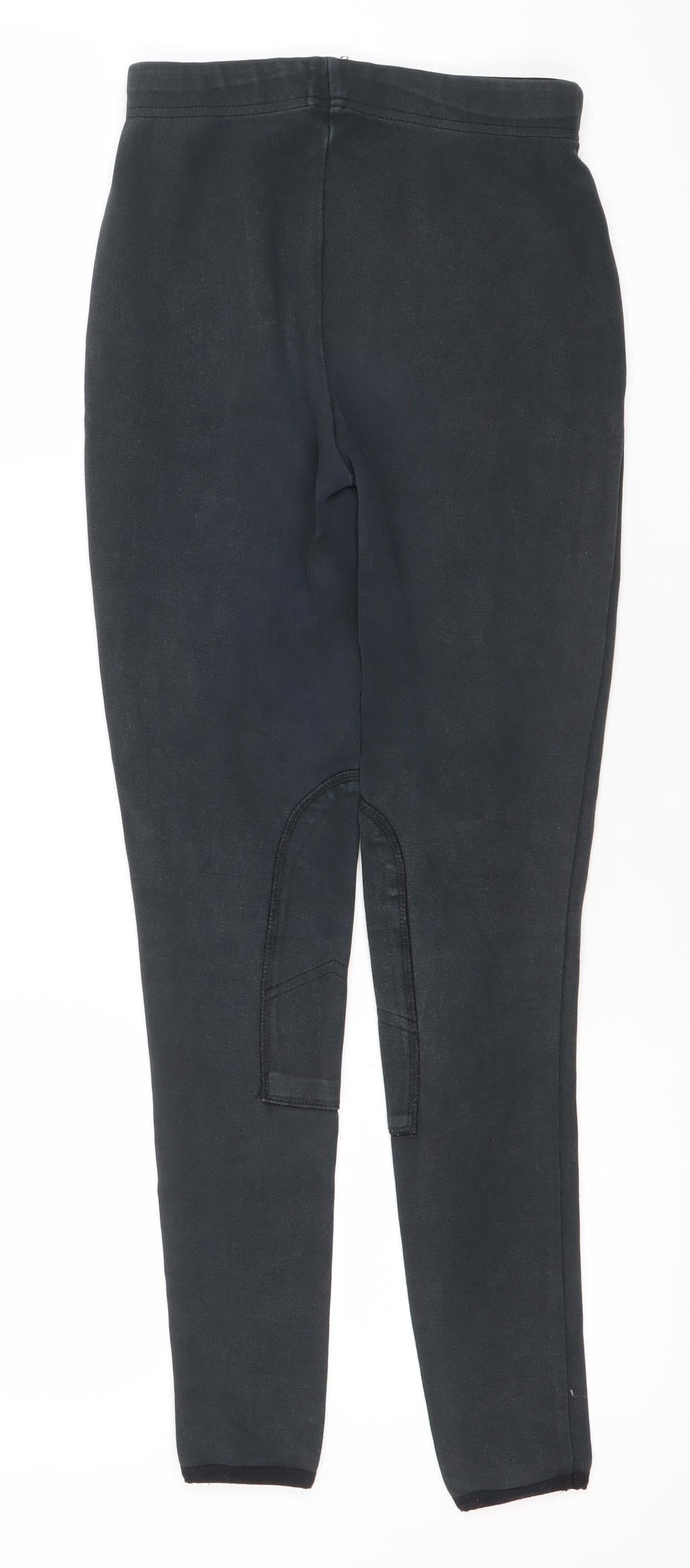 Equestrian Girls Black Stretch Equestrian Riding Trousers Size 24in 152cm Cotton Blend