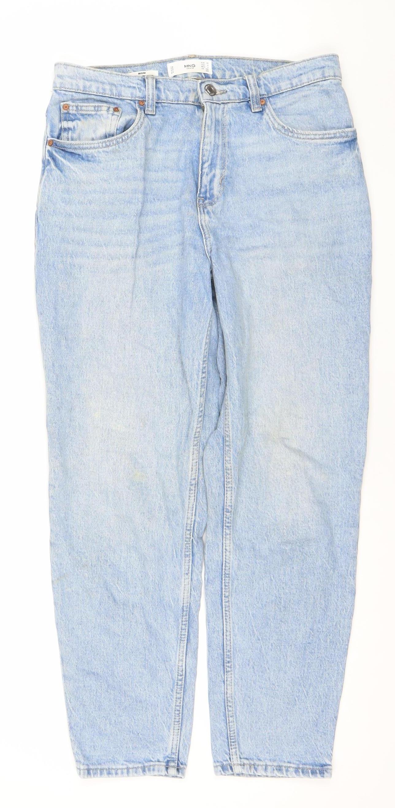 MNG Women’s Blue High Rise Mom Jeans Size 10 Cotton Denim