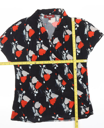 MaxMara Women’s Multicoloured Floral Wrap Blouse XL Viscose Jersey Top