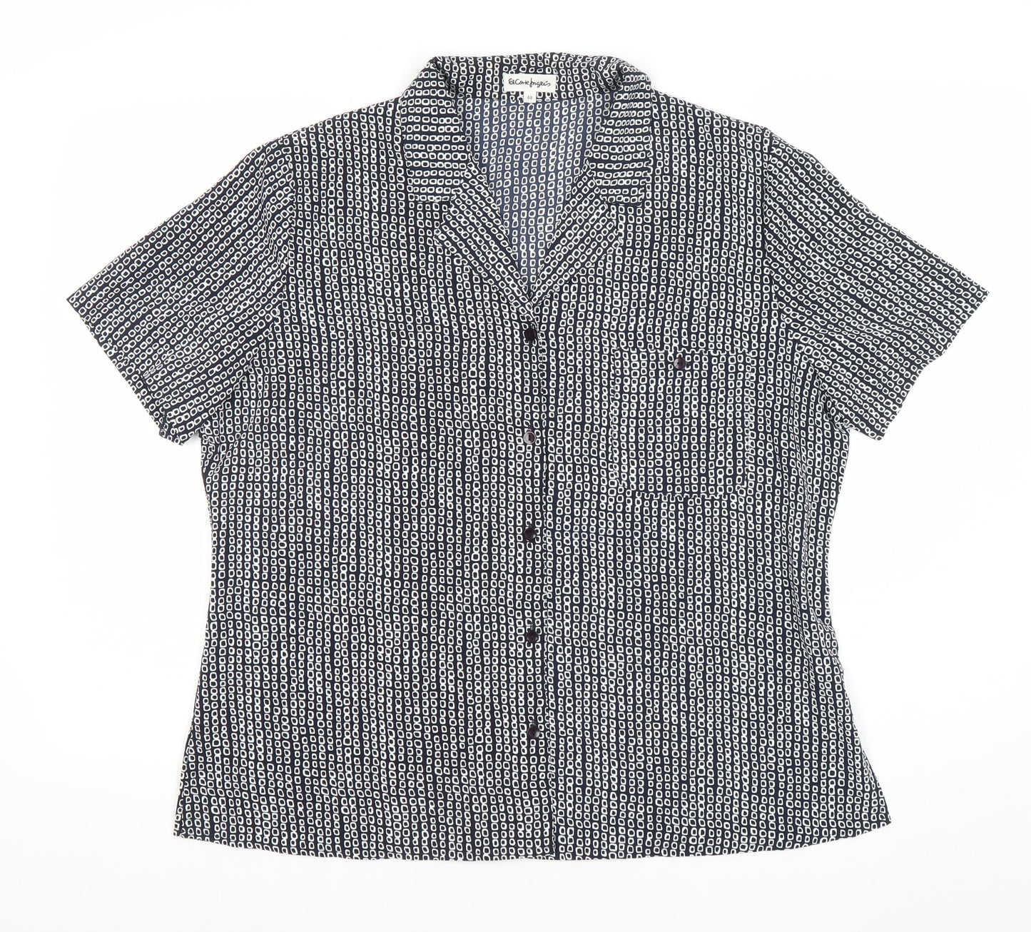 Eccentrico Womens Blue Geometric Button-Up Shirt Size 16