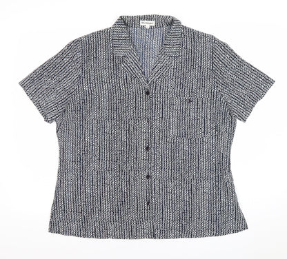 Eccentrico Womens Blue Geometric Button-Up Shirt Size 16